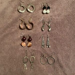 8 pair of various pierced earrings